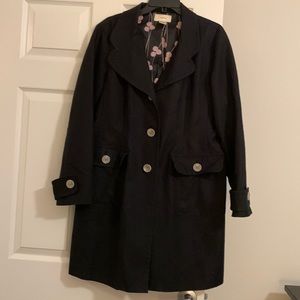 Merona black cotton trench coat, Large